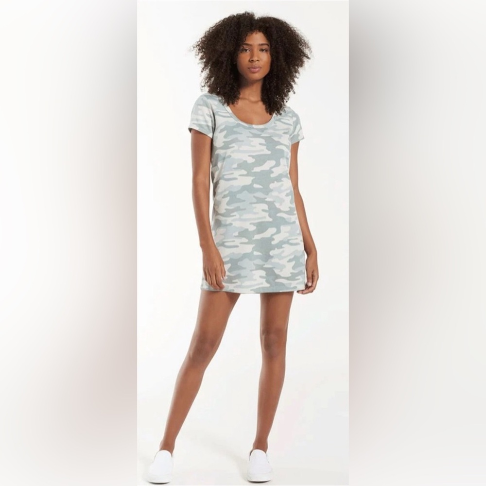 Z Supply Women's Payton Camo Short Sleeve Crew Neck T-shirt‎ Dress- Small
